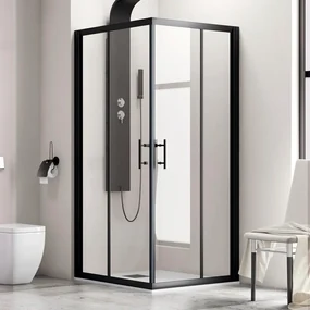 Kamalu - Box doccia 130x80cm finitura nera opaca modello KF1000B