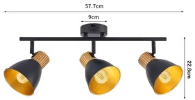 Brilagi - Faretto ODENSE 3xE14/10W/230V legno di caucciù/nero