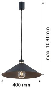 Argon 4695 - Lampadario su corda NASHVILLE 1xE27/15W/230V nero