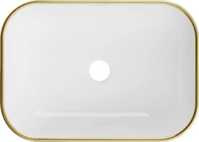 Mexen Rita lavabo da appoggio 45 x 32 cm, bianco/oro bordo - 21084505