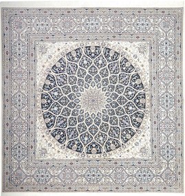 Nain Tappeto persiano 210 x 210 Blu (Iran) Annodato A Mano