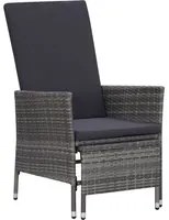 Sedia da Giardino Reclinabile con Cuscino in Polyrattan Grigio 310230