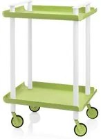 Carrello ausiliario LEKY, struttura bianca, 2 ripiani, colore verde