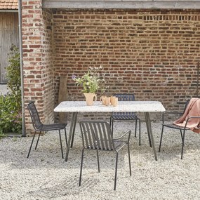 Tikamoon - Tavolo da giardino rettangolare in terrazzo alla veneziana premium e metallo 160 Elio brown