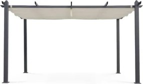 Pergola 3x4 In Alluminio Gazebo Antracite Telo Copertura Scorrevole Ecrù