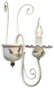 Applique Classica Sanremo Metallo E Ceramica Bianco Sfumato Oro 1 Luce E14