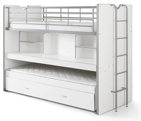 Letto da bambini a castello/estraibile bianco con contenitore/con scrivania con rete inclusa 90x200 cm Bonny – Vipack