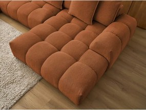 Divano angolare color terracotta allungabile e con contenitore (penisola a sinistra/a U) con rivestimento in ciniglia Everest – Bobochic Paris