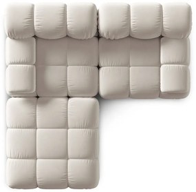 Divano angolare componibile beige (con composizione variabile) con rivestimento in velluto Bellis – Micadoni