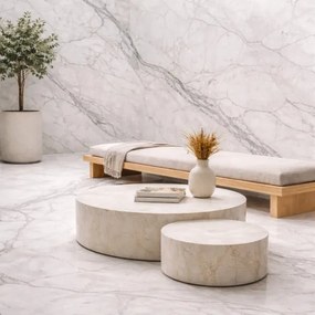 Pannello decorativo effetto marmo set 6 pz 4,3 mt2 PVC in UV 120 x 60 Marmo Bianco