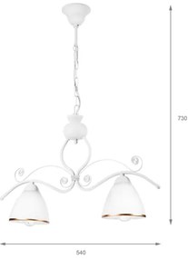 Lampadario a sospensione con catena RETRO 2xE27/60W/230V bianco opaco
