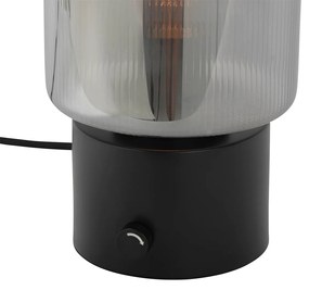 Lampada da tavolo Art Déco nera con vetro fumé - Laura