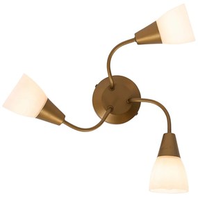 Faretto da soffitto classico oro con vetro satinato rotondo 3 luci - Madi