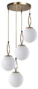 Lampadario bianco/dorato con paralume in vetro ø 30 cm Morino – Opviq lights
