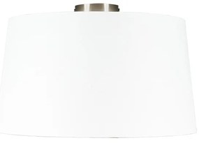 Plafoniera moderna in acciaio 45cm paralume bianco - COMBI