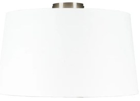 Plafoniera moderna in acciaio con paralume bianco 45 cm - Combi