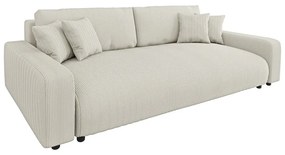 Divano color crema allungabile/con contenitore con rivestimento in velluto a coste 234 cm Sara – Ropez