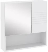 EasyComfort Armadietto Specchiera Bagno, Mobiletto Bagno Pensile con Fissaggio a Muro, 54x15x55cm, Bianco