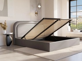Letto con contenitore 180 x 200 cm Tessuto chiné Grigio - FIREZA
