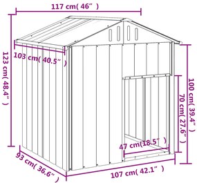 Casetta cani con tetto antracite 117x103x123 cm acciaio zincato