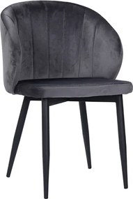 Sedia poltrona velluto imbottita con gambe in metallo MATILDE GRIGIO SET 2 PEZZI