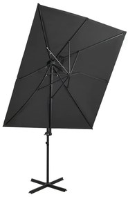 Ombrellone A Sbalzo Con Doppia Copertura 250x250 Cm Antracite /