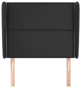 Testiera ad orecchio nera 93x23x118/128 cm in similpelle