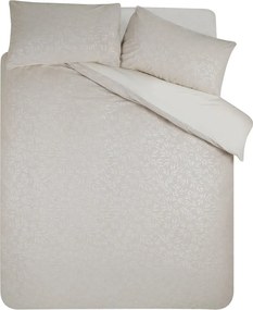 Set copripiumino e federa greige in jacquard per letto matrimoniale e per letto esteso 230x220 cm Corded Leaves – Catherine Lansfield