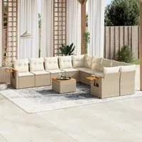 Set Divani da Giardino 11 pz con Cuscini Beige in Polyrattan 3259601