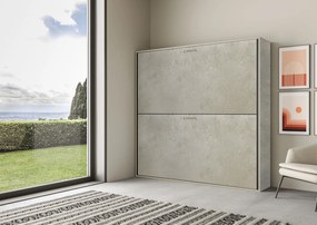 Letto a scomparsa doppio orizzontale Kando con materassi, Cashmere / Incluso
