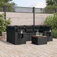 Set Divani da Giardino con Cuscini 7pz Nero Polyrattan 3256790