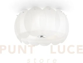 Ovalino lampadario da soffitto bianco in vetro 5 luci attacco e27