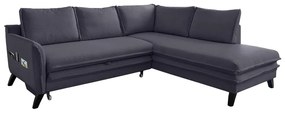 Divano letto angolare antracite L, angolo destro Charming Charlie - Miuform
