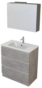 Mobile bagno a terra 80 cm Master grigio con lavabo e specchio contenitore