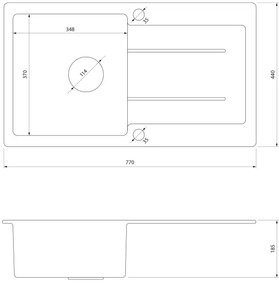 Samona - Lavello da cucina SAMONA 77x44 cm granito/nero
