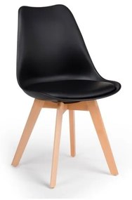 Sedia Nordica Nera Con Gambe In Legno E Cuscino Design Moderno