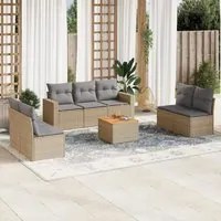 Set Divano da Giardino 8 pz con Cuscini Beige in Polyrattan 3224078