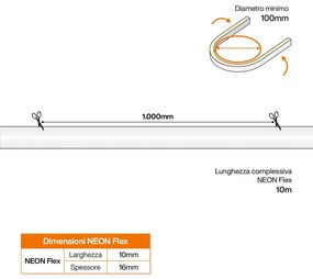 Neon Flex LED Serie 220V 9W/m IP67 10m Flessibile Colore Bianco Freddo 6.000K