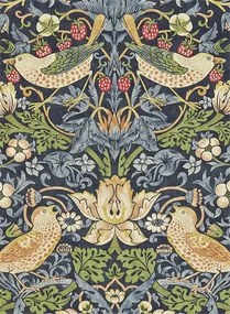 Morris & Co Carta da parati Strawberry Thief - Indigo/ Mineral