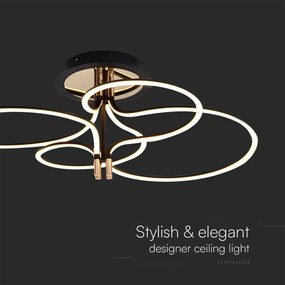 Lampadario LED a plafone 36W nero e oro moderno con luce calda 3000K