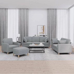 Set Divani 4 Pz Con Cuscini Grigio Chiaro İn Tessuto /