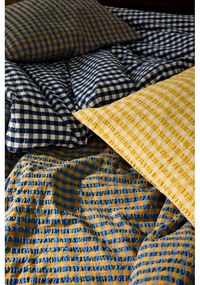 Biancheria da letto in crêpe bianca e blu scuro per letto singolo 140x200 cm Bæk&amp;Bølge - JUNA