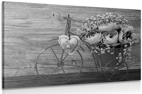 Quadro su tela – Fiori in bianco e nero in vaso vintage
