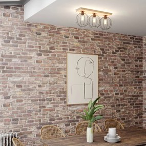 BRITOP Plafoniera Dorett, legno di quercia, 3 luci