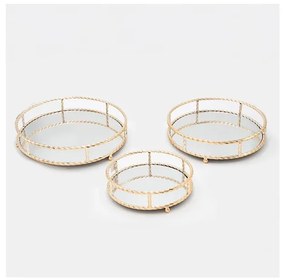 SET 3x Vassoio decorativo diametro 27/33/37 cm oro