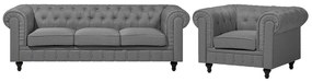 Set divano e poltrona 4 posti in tessuto grigio CHESTERFIELD Beliani