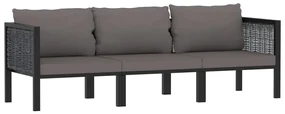 Divano a 3 posti con cuscini antracite in polyrattan