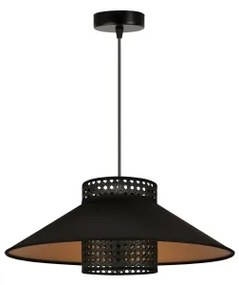 Duolla - Lampadario a sospensione con filo RIO RATTAN 1xE27/15W/230V diametro 45 cm nero/oro