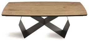 Tavolo allungabile 300 cm con base metallo Nero e piano Rovere Crudo WALL