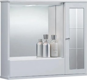 Specchiera mobile contenitore da bagno GIOVE 70 bianco lucido a 1 anta con specchio e luce LED